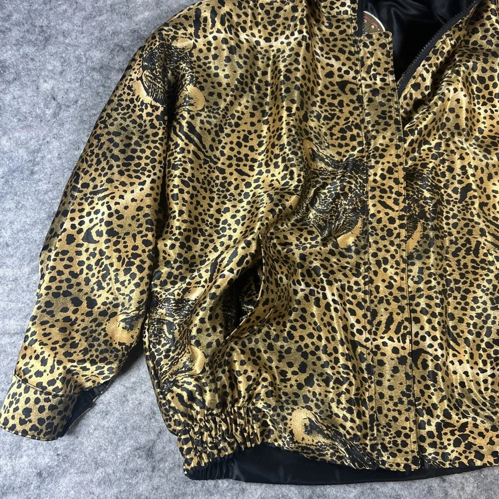 Vintage Seoul Korea‎ 1988 Olympic Bomber Jacket Reversible Cheetah Print & Black